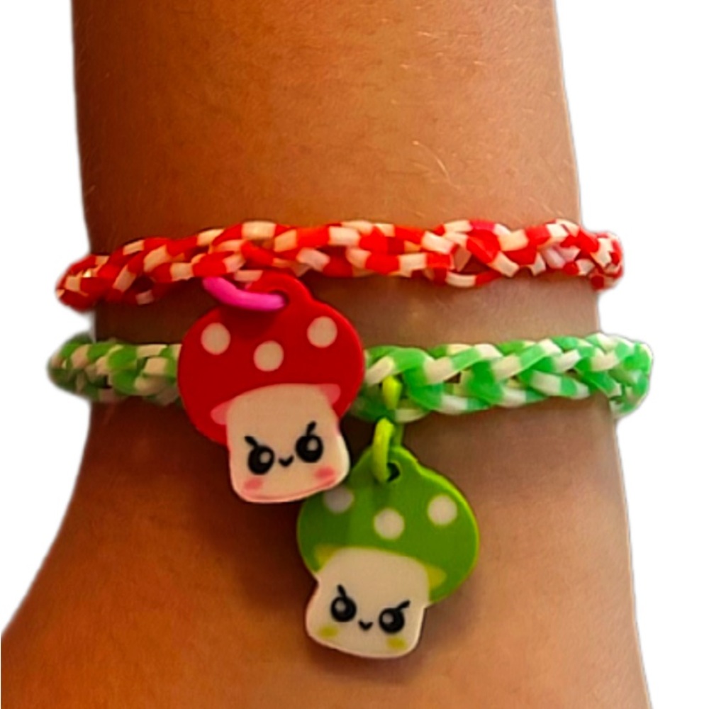 Red and Green Mushroom Charm Jewelry Bracelets